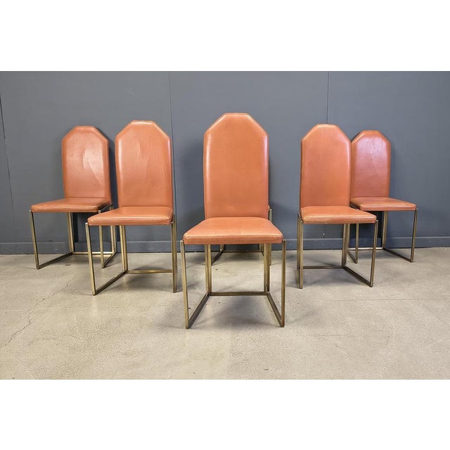 Vintage Brass Dining Chairs from Belgo Chrom, 1970s, Set of 6 For Sale - Image 4 of 15