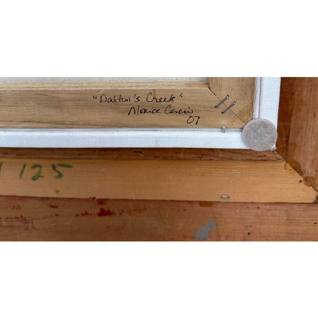 Large Framed Winter Landscape Monica Cascio Oil Painting “Dalton’s Creek” Texas For Sale - Image 17 of 18