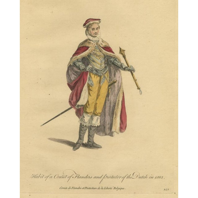 Copper Jefferys, Count of Flanders and Protector of the Dutch in 1582, 1757, Engraving For Sale - Image 8 of 8