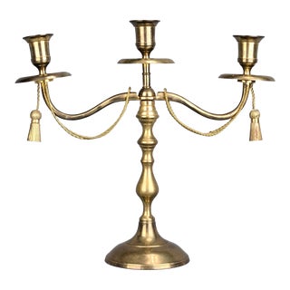 Antique French Bronze Candelabra With Rope and Tassel For Sale