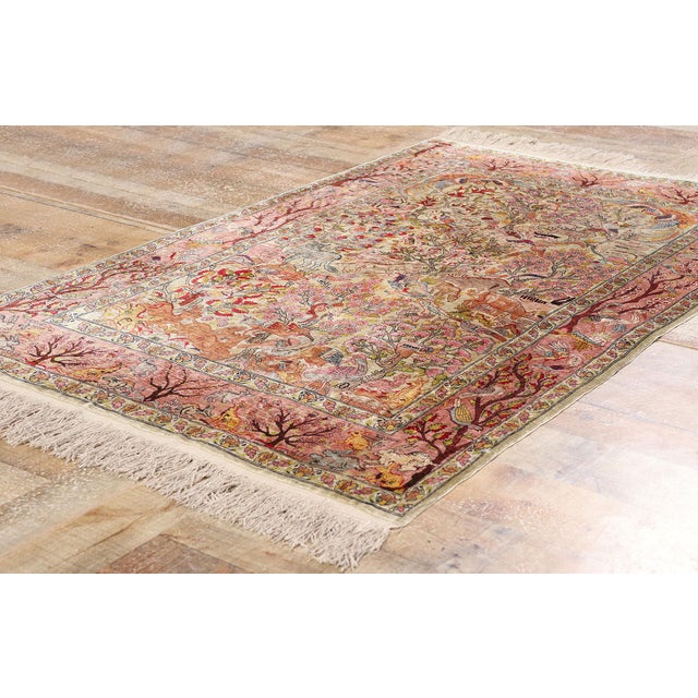 Textile Vintage Turkish Silk Hereke Rug - 03'04 X 05'03 For Sale - Image 7 of 9