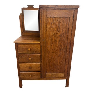 Antique Arts & Crafts Mission Quarter Sawn White Oak Gentleman’s Chiffonier For Sale