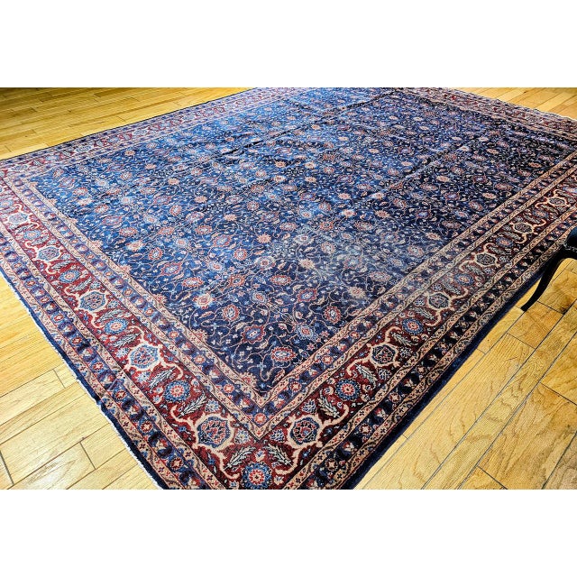 Vintage Persian Mahal Sultanabad Rug, Hand-Knotted Wool, Geometric Pattern, 11x14, Navy & Burgundy For Sale - Image 12 of 13