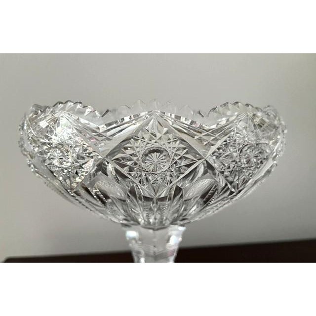 Antique American Brilliant Period Cut Crystal Footed Bowl/Compote For Sale - Image 4 of 6