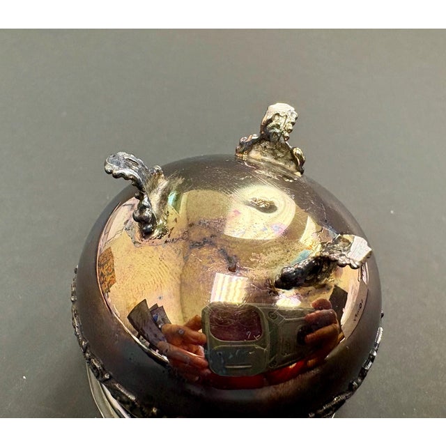 Mid 19th Century Antique Sterling Silver Salt Cellar – Cauldron Style With Glass Insert, 3-Legged, Marked 925 For Sale - Image 5 of 6