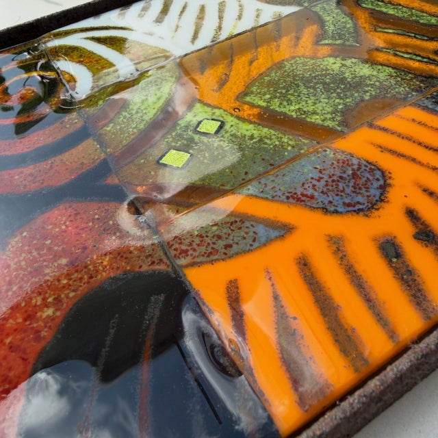 Glass Relief in an Iron Frame, 1970s For Sale - Image 3 of 4