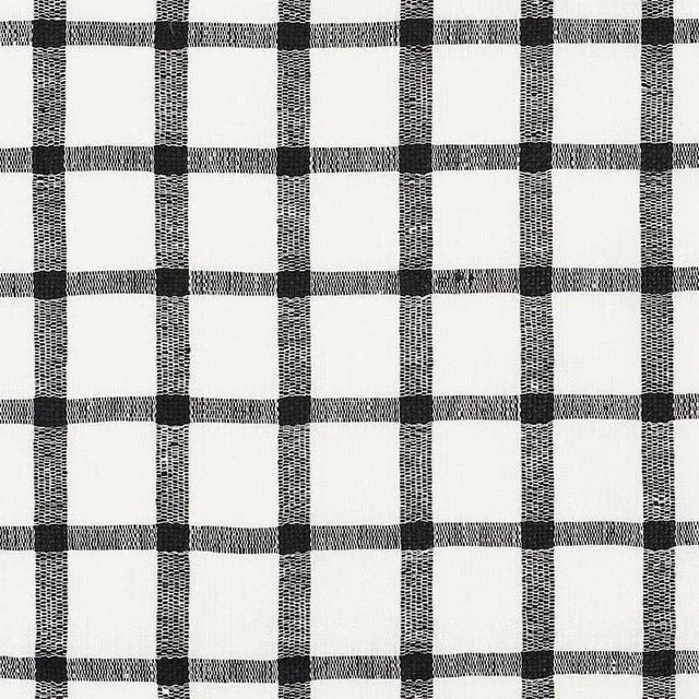 Schumacher X Vogue Living Pauline Check Casement Fabric in Black For Sale