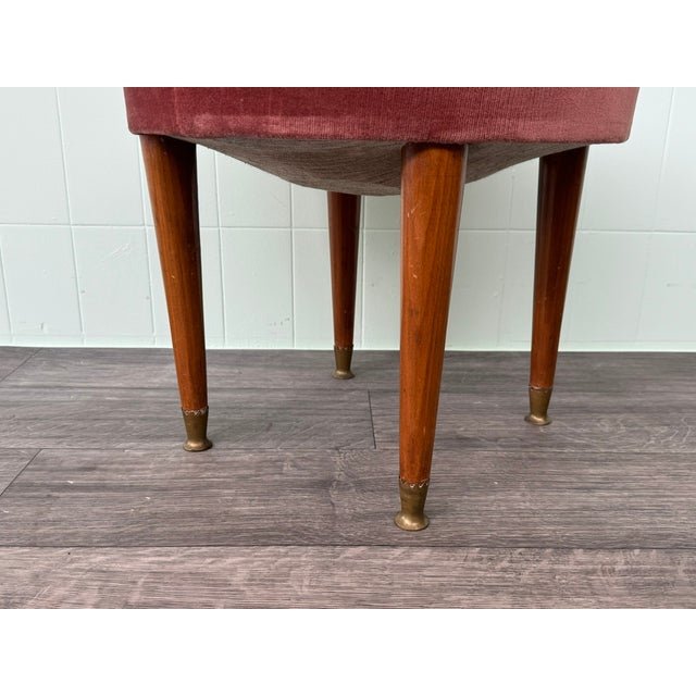 1950s Small Vintage Ottoman in Wood and Velvet, 1950s For Sale - Image 5 of 10