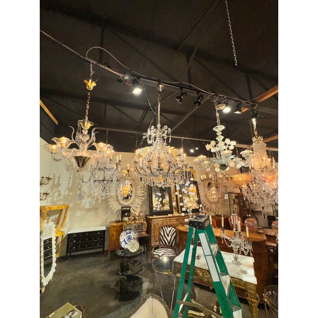 Traditional 19th C. French Beaded Crystal Basket Chandelier For Sale - Image 3 of 8