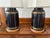 A gorgeous and statement-making pair of Mid-Century era tea canister style lamps. Possibly by Frederick Cooper. "74" and...