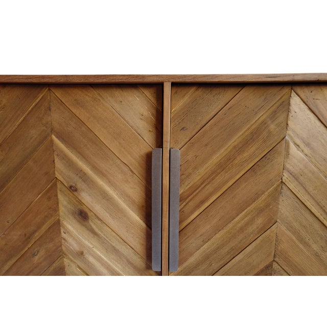 Modern Chevron Salvaged Wood Sideboard Credenza For Sale - Image 4 of 6