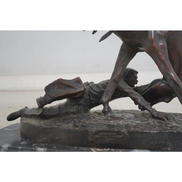 Metal Frederic Remington Wicked Pony Bronze Cowboy Sculpture For Sale - Image 7 of 15
