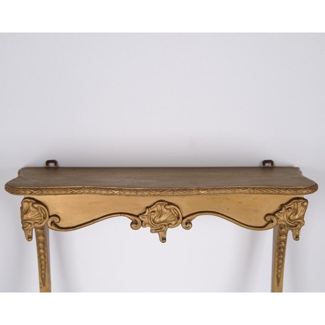 Rococo Style Wall-Mounted Console Table in Gilded Wood with Carvings, 1920s For Sale - Image 6 of 7