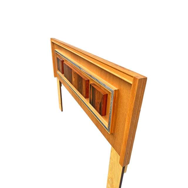 Vintage Brutalist Modern Style Queen Headboard in Rosewood and Oak Stunning design/use of mixed woods. See my shop for...