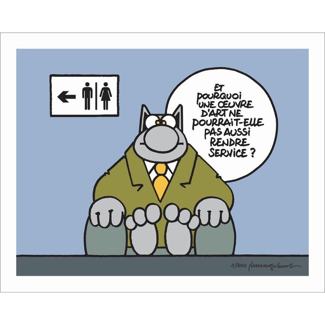 Contemporary Philippe Geluck, The Toilets Are on the Left, 2025, Screenprint For Sale - Image 3 of 3