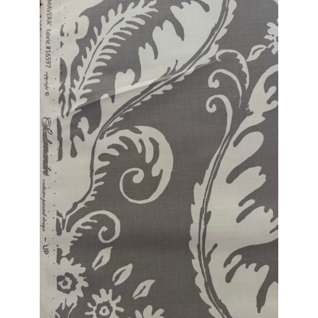 French Scalamandre Primavera Print French Grey Fabric 3 Yards For Sale - Image 3 of 6