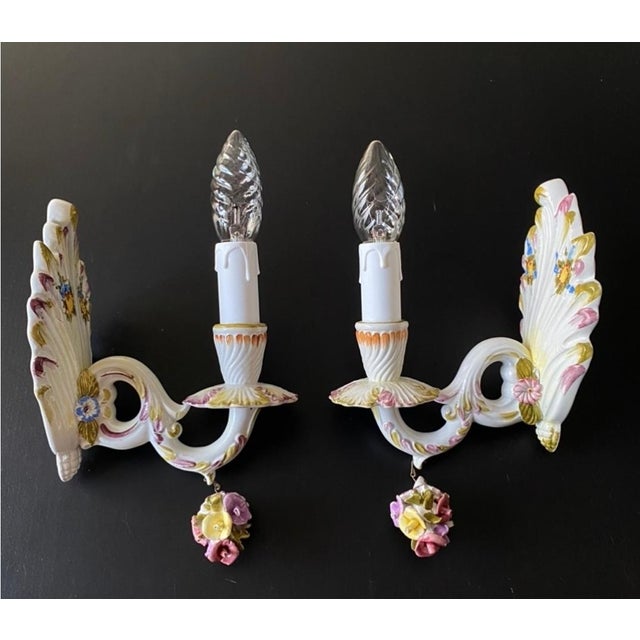 Vintage Italian Ceramic Sconces, 1960s, Set of 2 For Sale - Image 6 of 11
