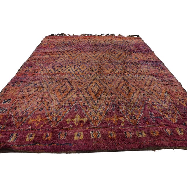 Tribal Late 20th Century Vintage Beni MGuild Moroccan Rug, 07'02 X 09'00 For Sale - Image 3 of 12