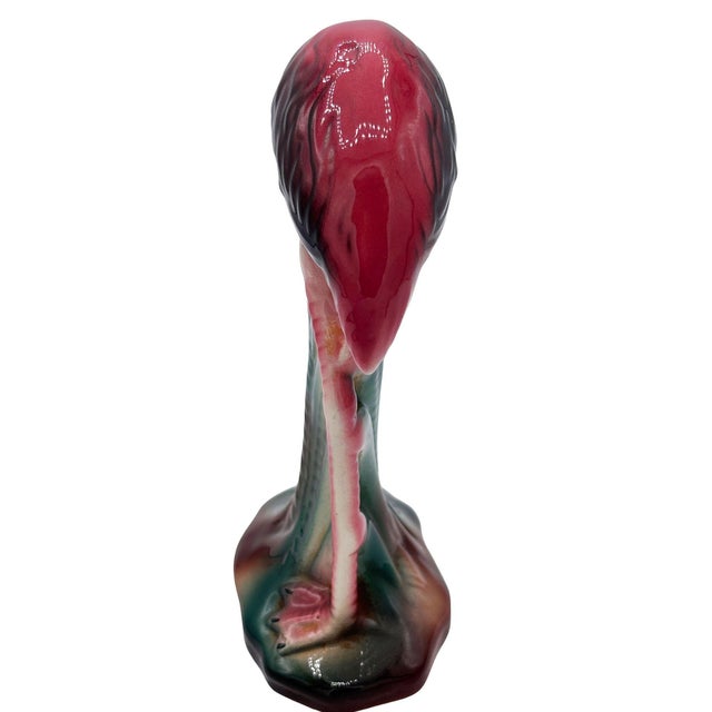 1950s Atomic California Pottery Ceramic Grazing Tropical Pink Flamingo Figurine Statue For Sale In Los Angeles - Image 6 of 10