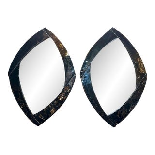 Pair of Modern Murano Black Glass Mirrors For Sale
