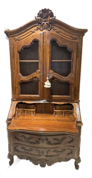 Hand Carved Walnut Italian Secretaire Desk