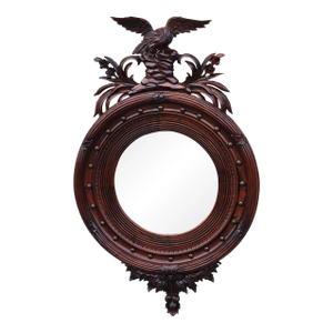 1940s American Federal Eagle Hand Carved Mahogany Wall Mirror Large