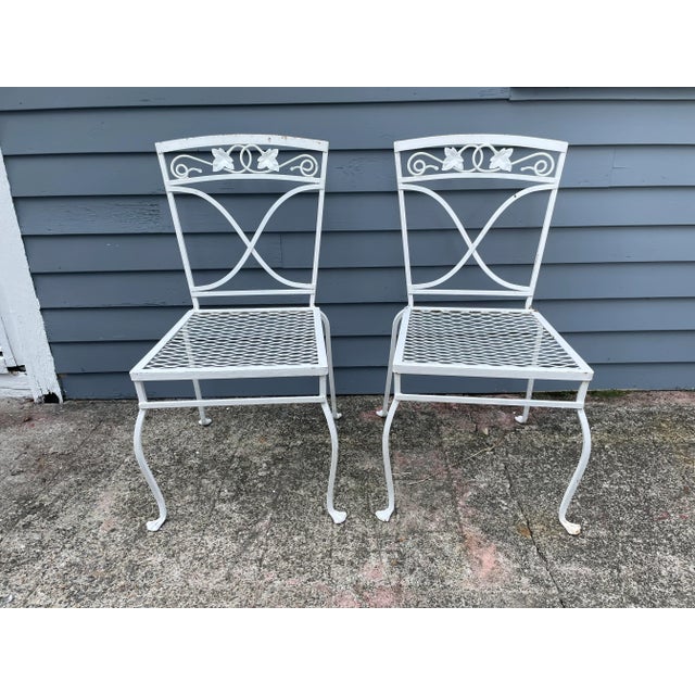 A Pair of Vintage Wrought Iron Salterini Mt Vernon Maple Leaf Dining Chairs, Attributed For Sale - Image 10 of 11