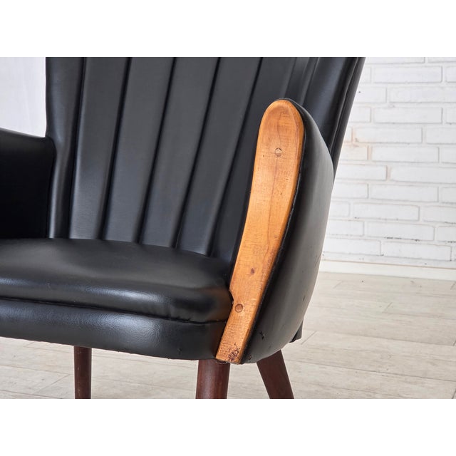 1960s Danish Teddy Armchair in Artificial Leather and Teak by Svend Skipper, 1970s For Sale - Image 5 of 18