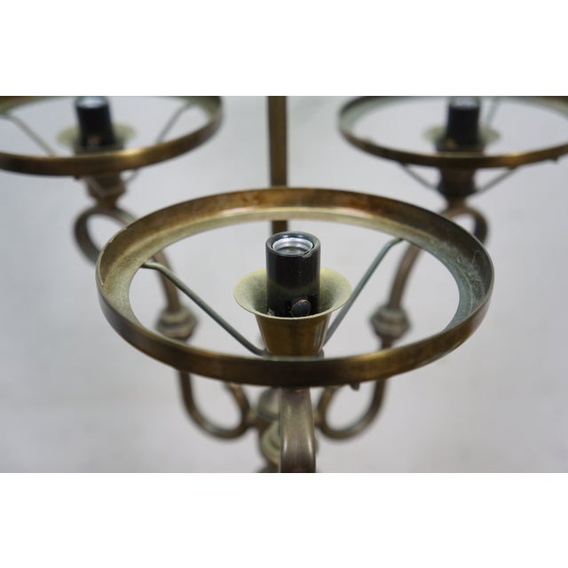 Vintage Brass 3 Light Apothecary Pharmacy Student Hurricane Lamp 28" For Sale - Image 10 of 14