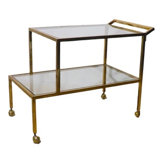 Brass Bar Serving Cart Made in Italy C 1950-1970's For Sale