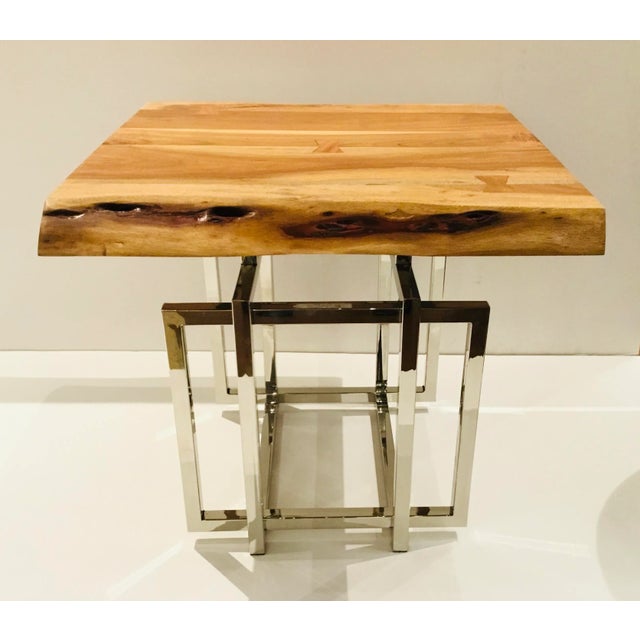 Mid-Century Modern Style Live Edge Wood End Table For Sale - Image 4 of 4