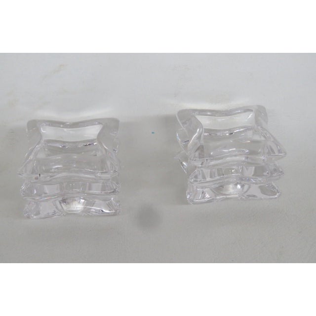 Glass Lead Crystal 3 Tiered Star Shaped Candle Stick Holders Pair of Two 4830b For Sale - Image 7 of 14
