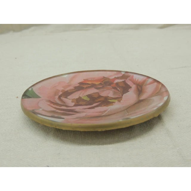 Small Round Pink Peony Decoupage Decorative Candy Dish For Sale - Image 4 of 5