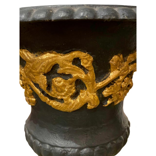 French French Black Cast Iron Vases - a Pair For Sale - Image 3 of 6