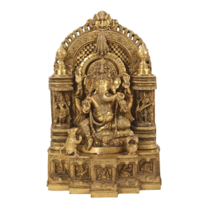 1960s 18 Inch Brass Ganesha Statue | Hindu Elephant God Ganpati Sculpture for Home Mandir Decor | Traditional Indian Altar| Unique Spiritual Gift