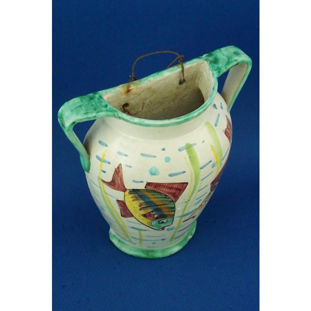 Gold Wall-Mounted Majolica Ceramic Planter with Fish by Vincenzo Solimene for C.A.S. Vietri, Italy, 1890s For Sale - Image 8 of 16