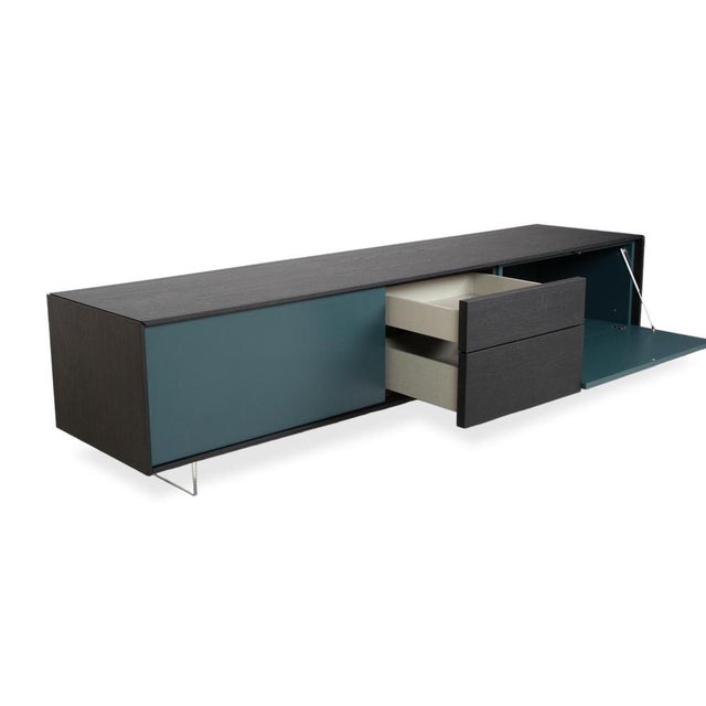 Modern Lampo Wooden Sideboard in Black Brown Petrol Green by San Giacomo For Sale - Image 3 of 14