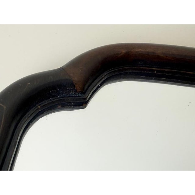 Wood Italian Dark-Stained Beechwood Wall Mirror with Frame, 1940s For Sale - Image 7 of 14