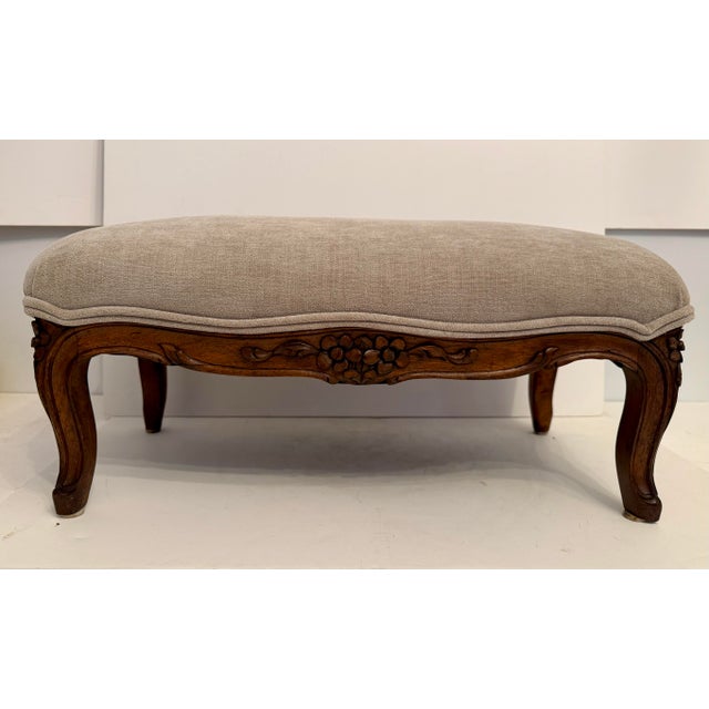 Gray Antique Carved Louis XV Walnut Footstool For Sale - Image 8 of 12