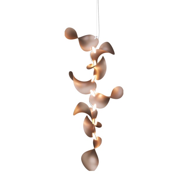 Dune 8 Vertical Cluster Pendant Light with Shades in Copper Metallic Tone by Daniel Becker for Moss Objects For Sale