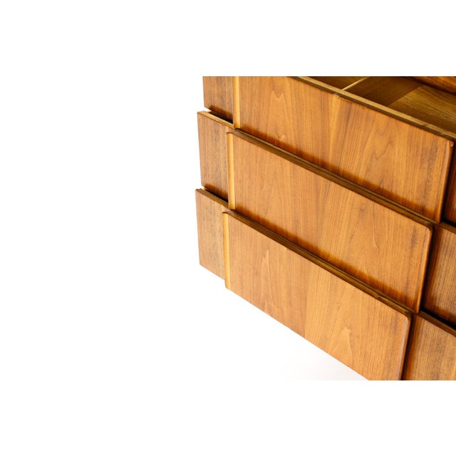 1960s 1960s Danish Modern Mid Century Walnut Low Dresser — Barney Flagg for Drexel Parallel — 6 Drawers For Sale - Image 5 of 9