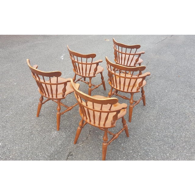 Brown Mid 20th Century Ethan Allen Heirloom Maple Comb Back Windsor Dining Chairs - Set of 5 For Sale - Image 8 of 11
