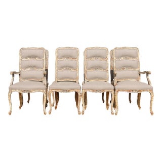 Vintage Rustic Set of Eight Country French Dining Chairs For Sale