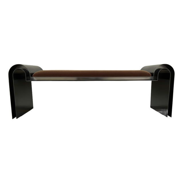 Caracole Modern Chocolate Brown Velvet Beau Bench For Sale