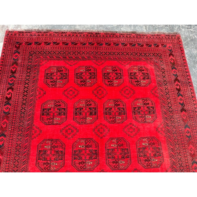 Textile Vintage Afghan Turkoman Tribal Wool Rug For Sale - Image 7 of 9