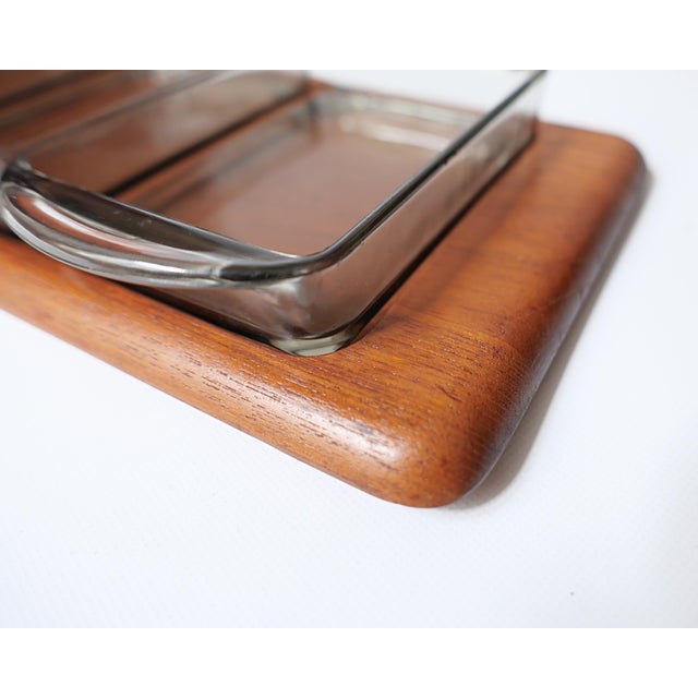 Scandinavian Teak Appetizer Tray and Glass Dishes, 1960s, Set of 5 For Sale - Image 10 of 14