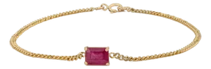 1.28ct Emerald-Cut Ruby Station Bracelet in 14k Yellow Gold Curb Chain