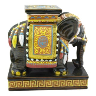 Mid 20th Century Tabletop Chinese Ceramic Elephant Sculpture For Sale