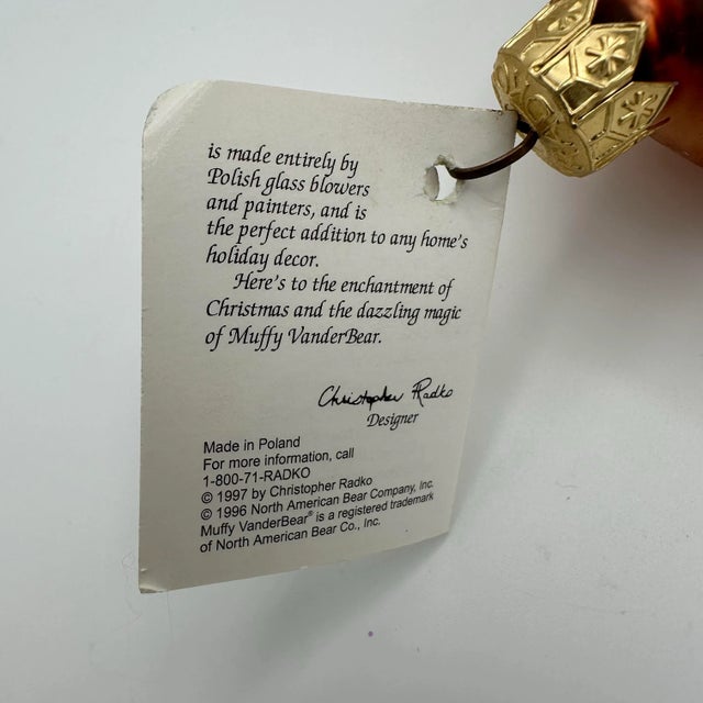 1997 Christopher Radko Muffy Vanderbear Sleddin' & Skiddadlin' Christmas Ornament For Sale In Dallas - Image 6 of 10