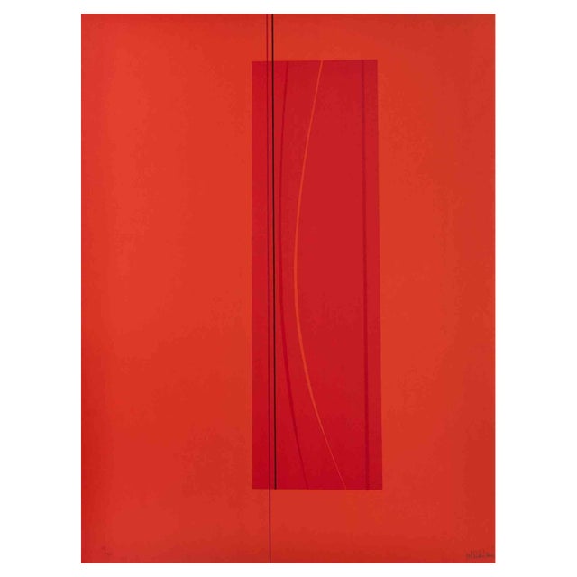 Lorenzo Indrimi, Red Six, Lithograph, 1970 For Sale